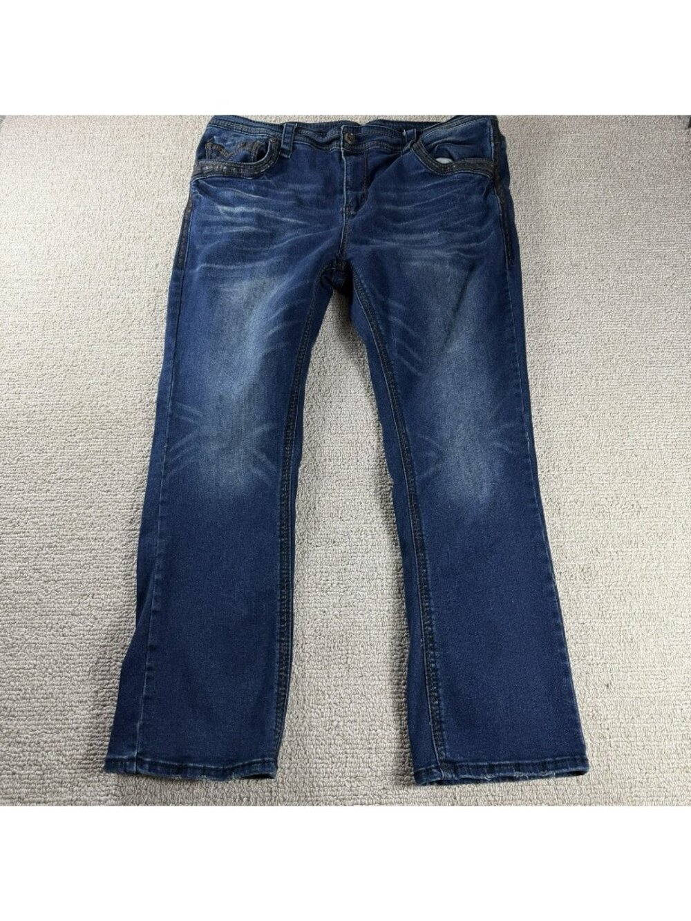 Platini Medium Wash Pockets Bootcut Denim Jeans Blue Men’s Size 40 x 30